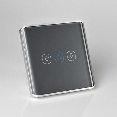 Wifi/Zigbee Tuya स्मार्ट स्विच यूके/ईयू स्टैंडर्ड 3 गैंग कर्व्ड सरफेस टच ऐप वॉयस कंट्रोल