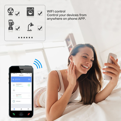 Tuya Wifi इलेक्ट्रिक स्मार्ट प्लग सॉकेट US स्टैंडर्ड 16A वायरलेस रिमोट कंट्रोल