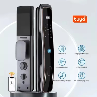 ग्लोमार्केट पूरी तरह से स्वचालित Tuya वाईफाई स्मार्ट डोर लॉक मोबाइल फोन नियंत्रण फिंगरप्रिंट डिजिटल पासवर्ड कैमरा के साथ स्मार्ट लॉक
