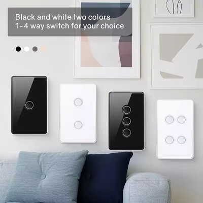 ग्लोमार्केट Tuya Zigbee/wifi EU टेम्पर्ड ग्लास कॉंकेव बटन टच लाइट स्विच 1/2/3/4 गैंग वाईफाई वॉल स्विच गूगल एलेक्सा के साथ काम करें