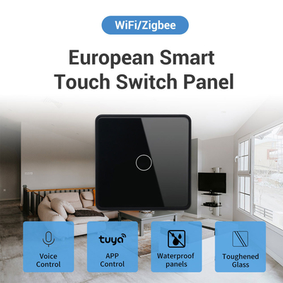 ग्लोमार्केट स्मार्ट EU/UK 1-4Gang वॉल स्विच WIFI/जिगबी ग्लास पैनल लाइट स्विच Tuya स्मार्ट स्विच गूगल एलेक्सा के साथ